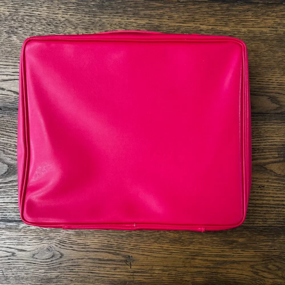 Lancome Hot Pink Vegan Leather Full Zip Storage Case